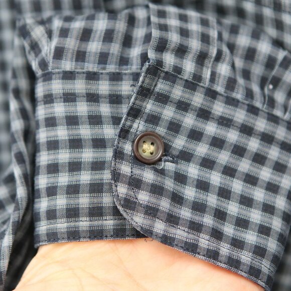Knights Sportswear Button Shirt Stripe Black Grey Check Plaid Casual Top Office - Picture 4 of 6